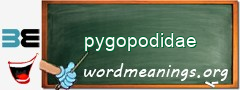 WordMeaning blackboard for pygopodidae